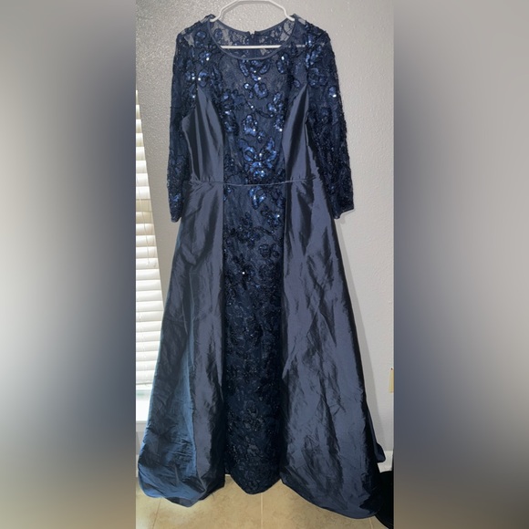 Adrianna Papell Evening a-line Taffeta Sequin Gown - Picture 3 of 7